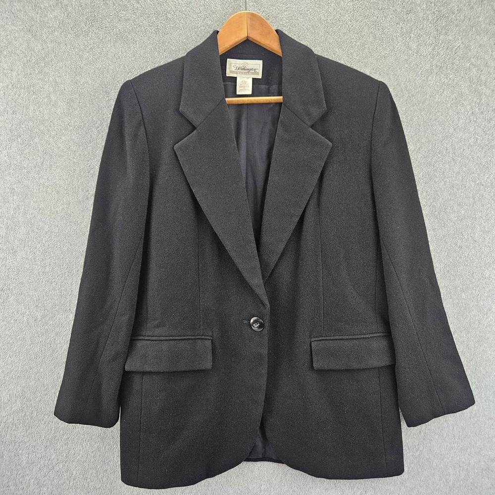 WORTHINGTON Blazer Women 8P Black Wool Single Button Career Office Professional